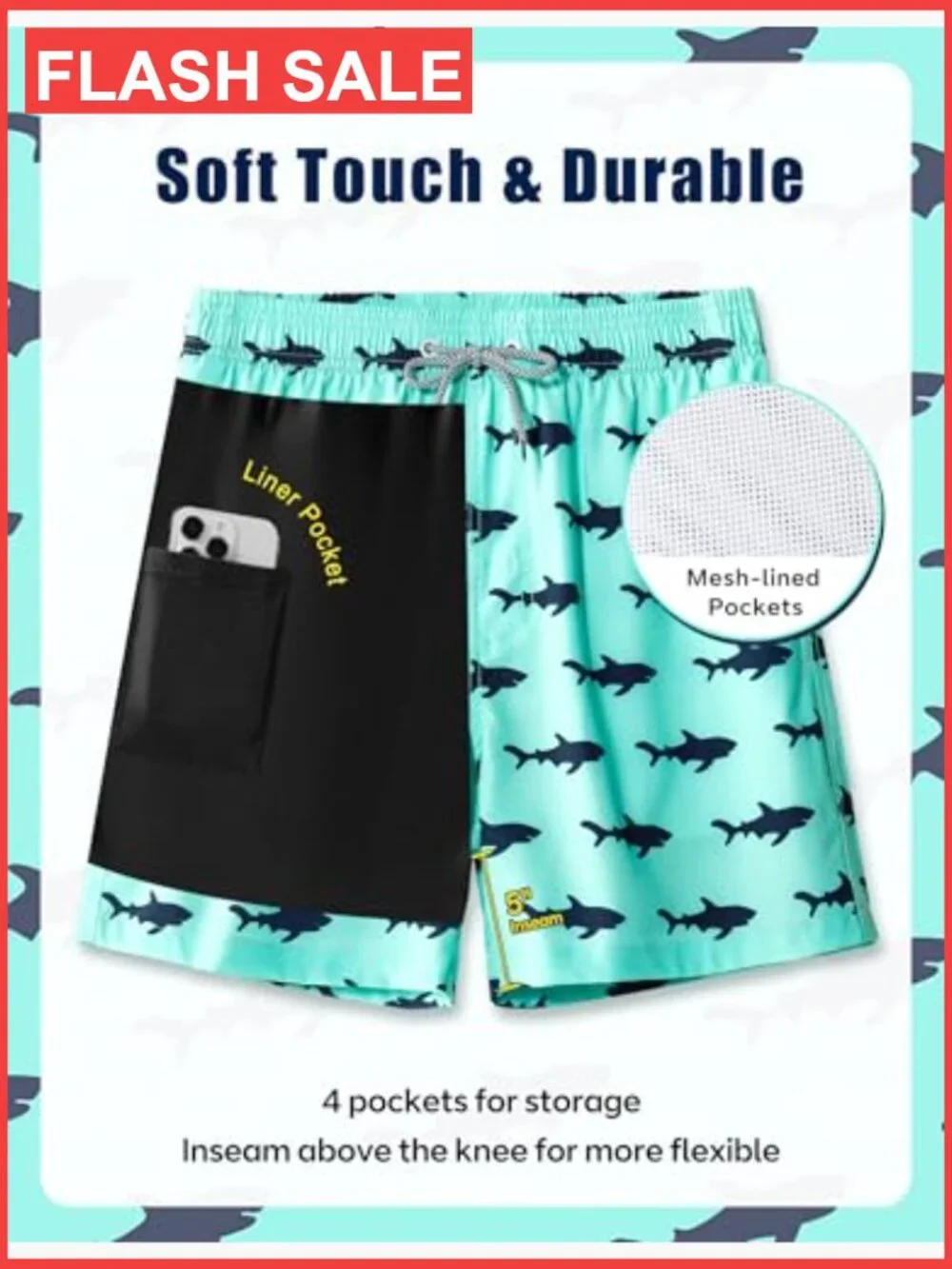 Men's Swim Trunks with Compression Liner 5 Inch Bathing Suit Beach Quick Dry